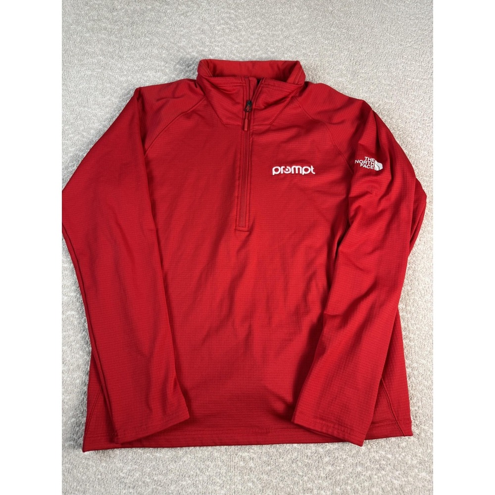 The North Face Pullover Mens Large Red 1/4 Zip Mock Neck Stretch Fleece Hiking
